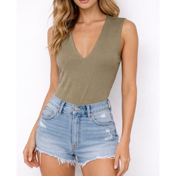 Final Touch Tops - Sleeveless V-Neck Bodysuit- Final Touch (NWOT)